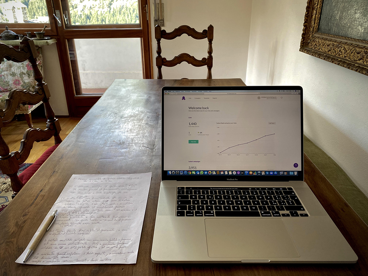 Picture of the EmailOctopus dashboard in Zero to Marketing's account