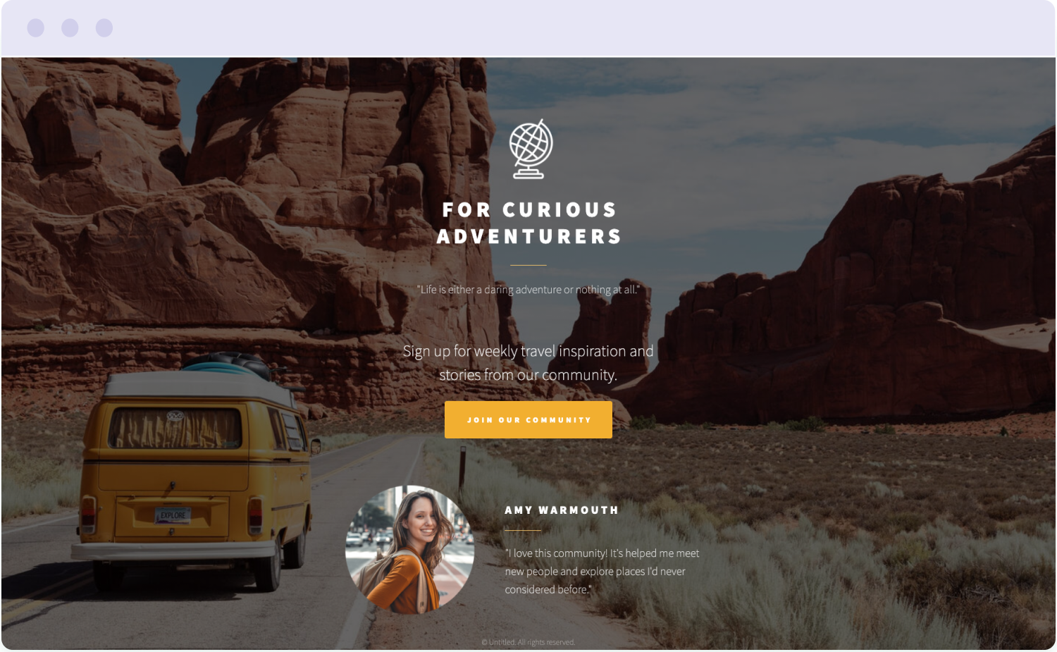Example of a free landing page built with Carrd
