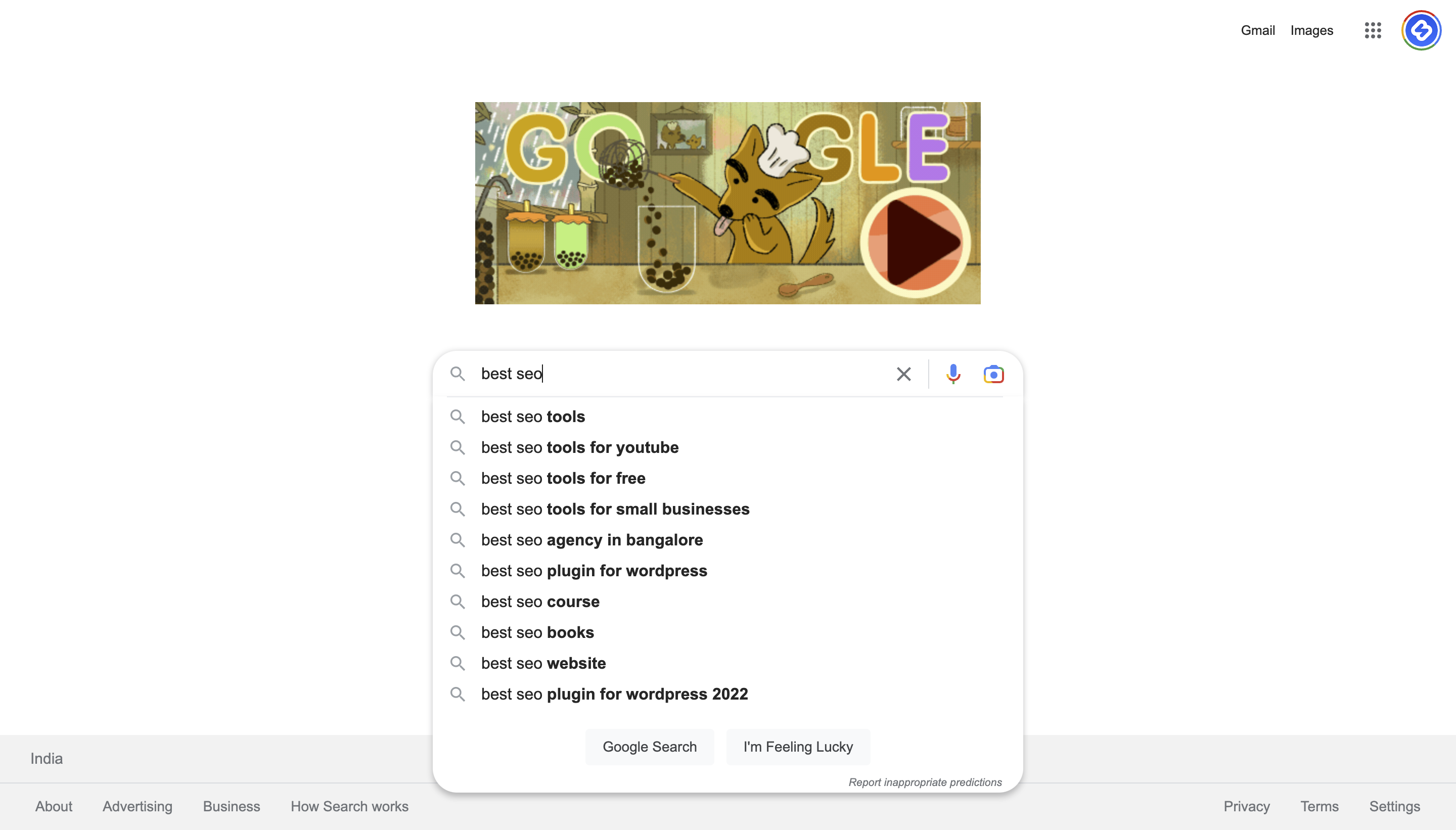 Google Search for keyword research