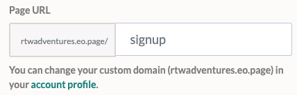 Domain customisation options available in EmailOctopus' free landing page builder