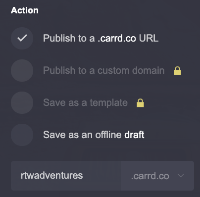 Custom domain options available on the free plan in Carrd