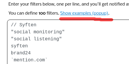 Screenshot of the pop up message Syften uses to put important docs in front of users