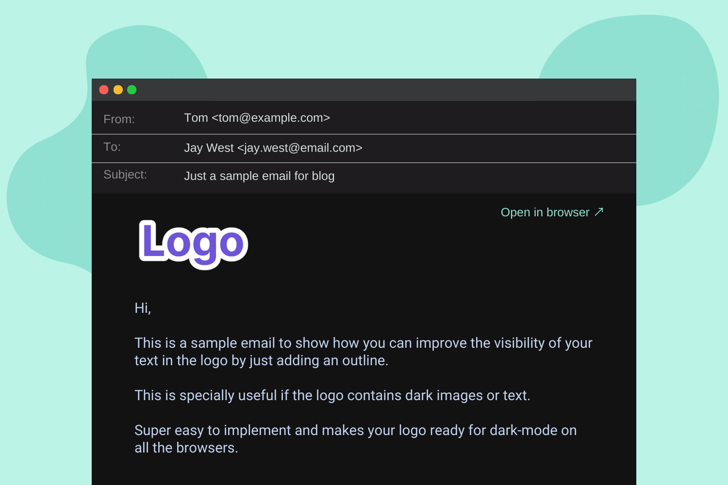 Email with "open in browser" link