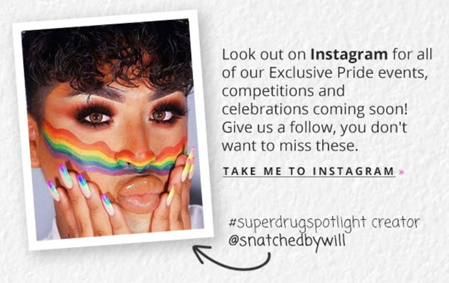 Image of Superdrug featuring an influencer in a part of their email. 